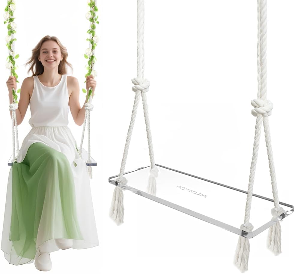 Columpio acrílico transparente ajustable para niños y