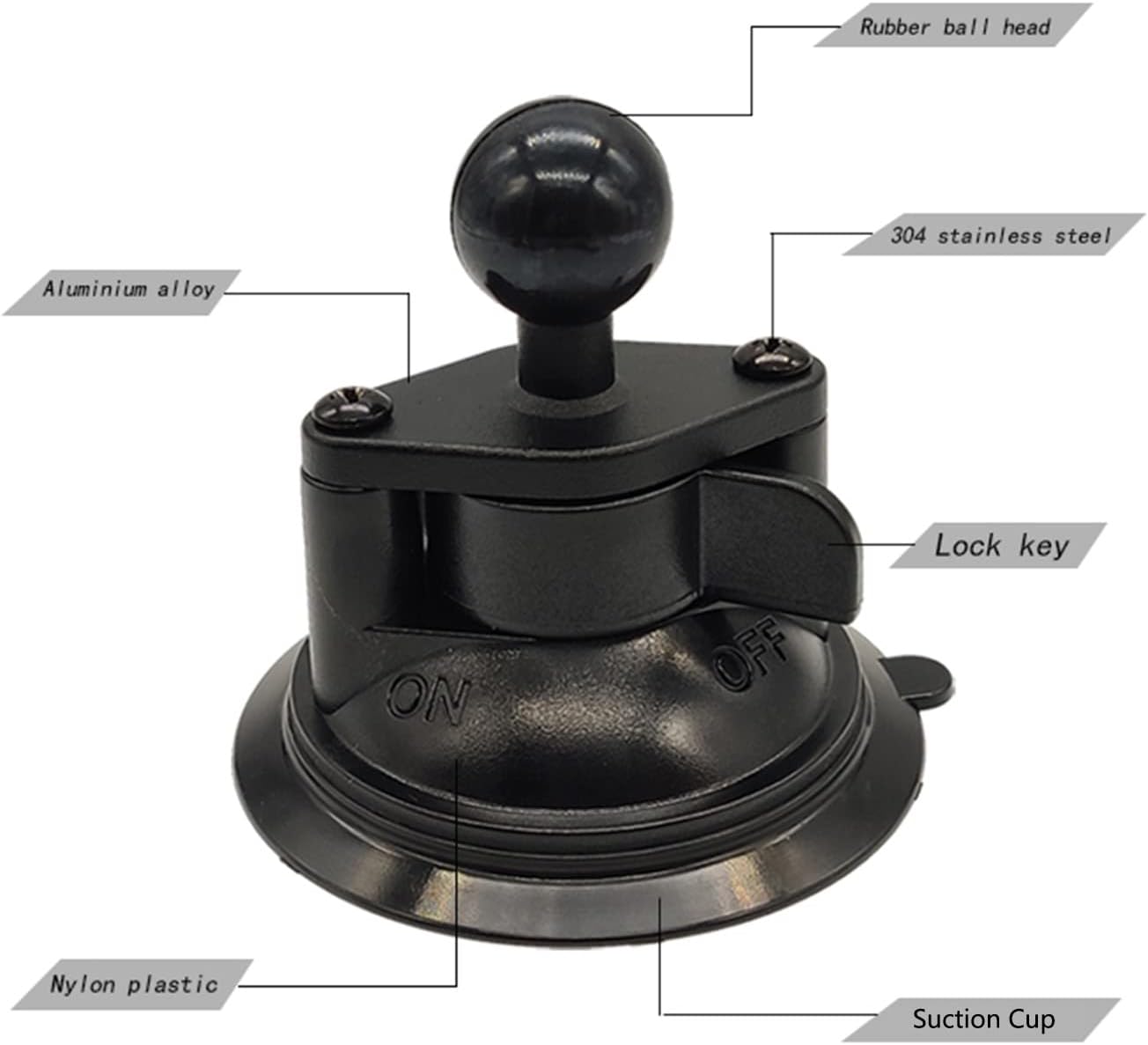 Base ventosa para parabrisas con bola 1"