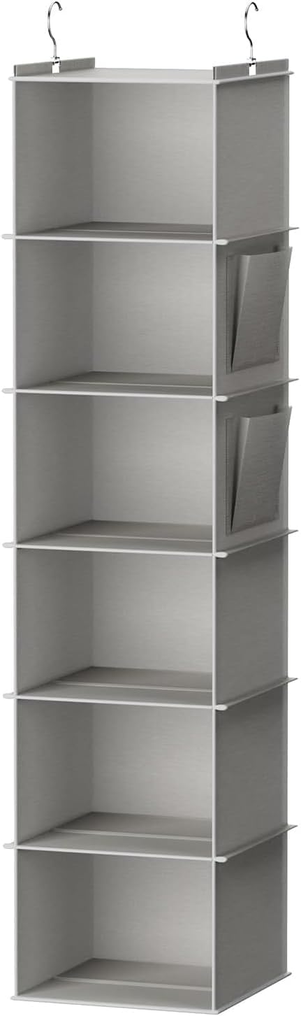 Organiz. colgante armario 6 estantes plegables gris
