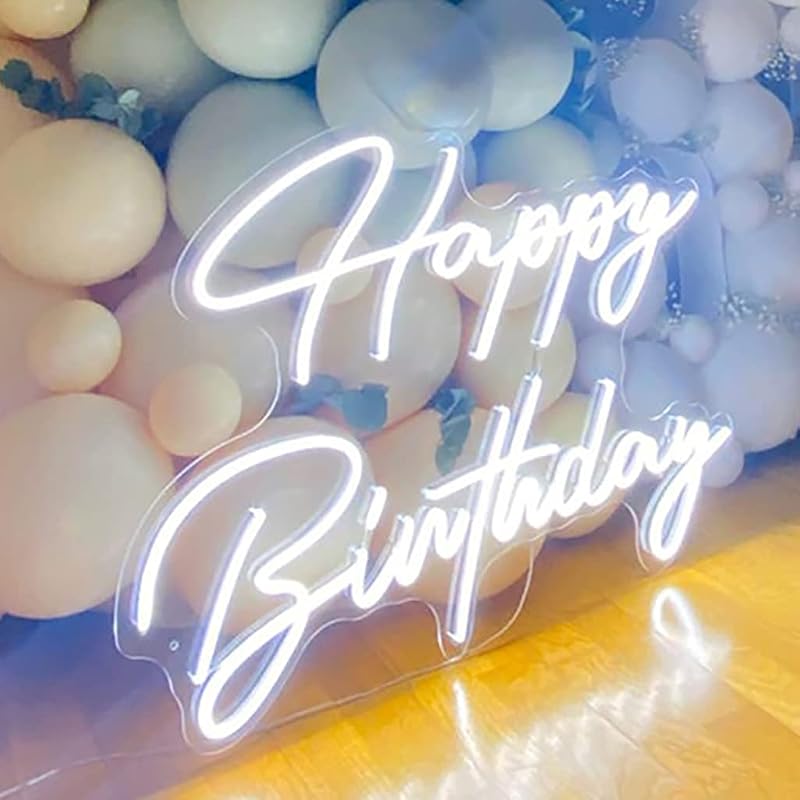 Letrero neón LED feliz cumpleaños 28pulg decoración hogar