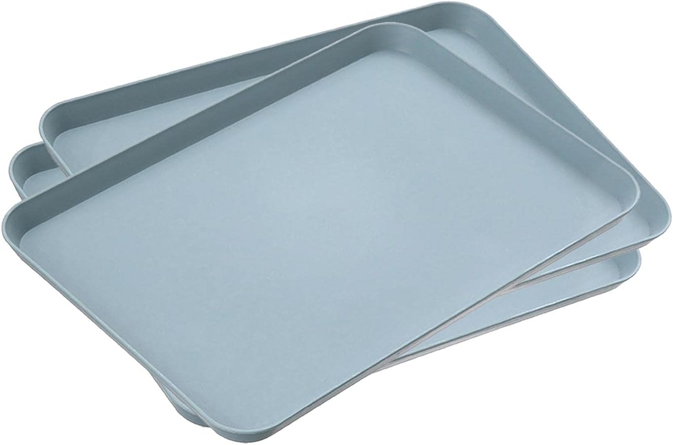 3 Pzas Bandejas Plástico 8x12pulg Antiderrap Azul
