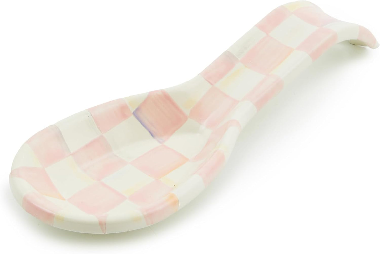 Reposacuchares Esmalte Encimera Rosa y Blanco a Cuadros