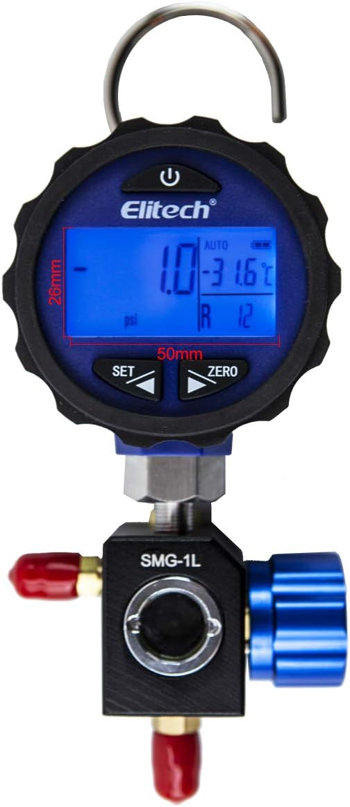 Manómetro colector SMG-1L para refrigerantes -14.5-500 PSI