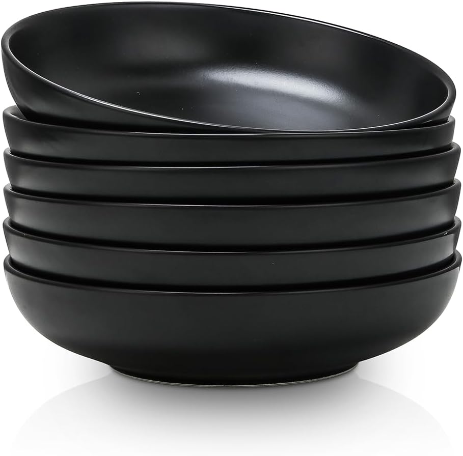 Set 6 Cuencos Porcelana 8.6pulg 34oz Anchos para Servir