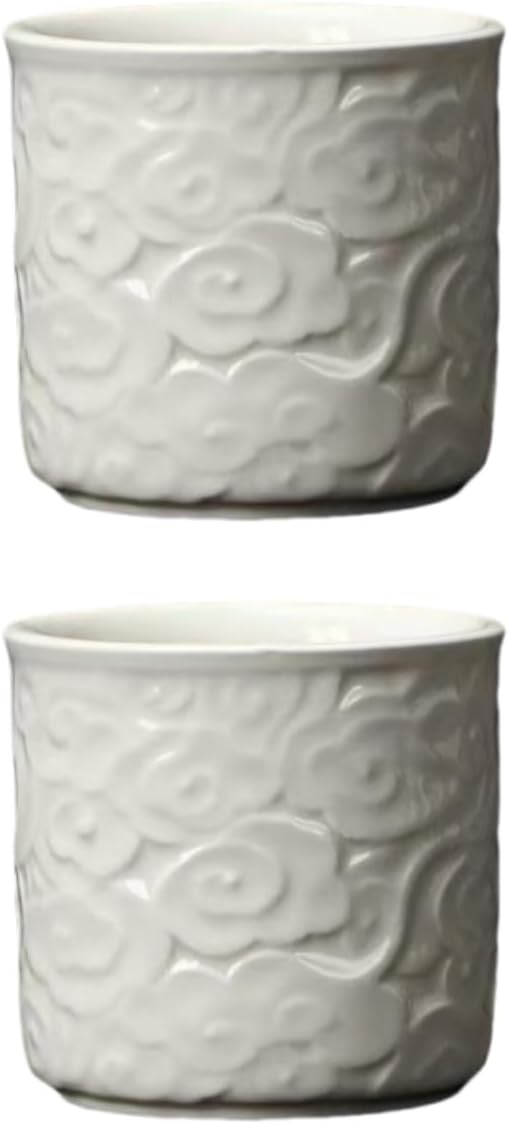 Set 2 Tazas Cerámica Espresso 3.4oz Sin Asas Blanco