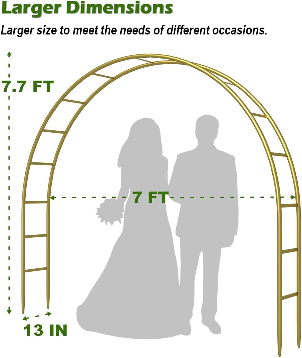 Arco boda metal 7x7.7ft cenador jardín con bases