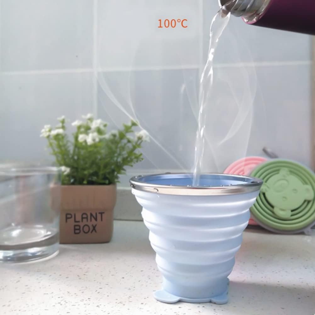 Taza viaje silicona expandible 9.2oz con tapa para camping
