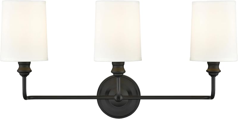 Vanidad interior 3 luces negro mate pantalla tela blanca