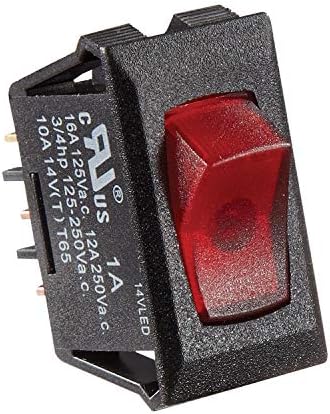Interruptor basculante SPST 10A DC negro con rojo