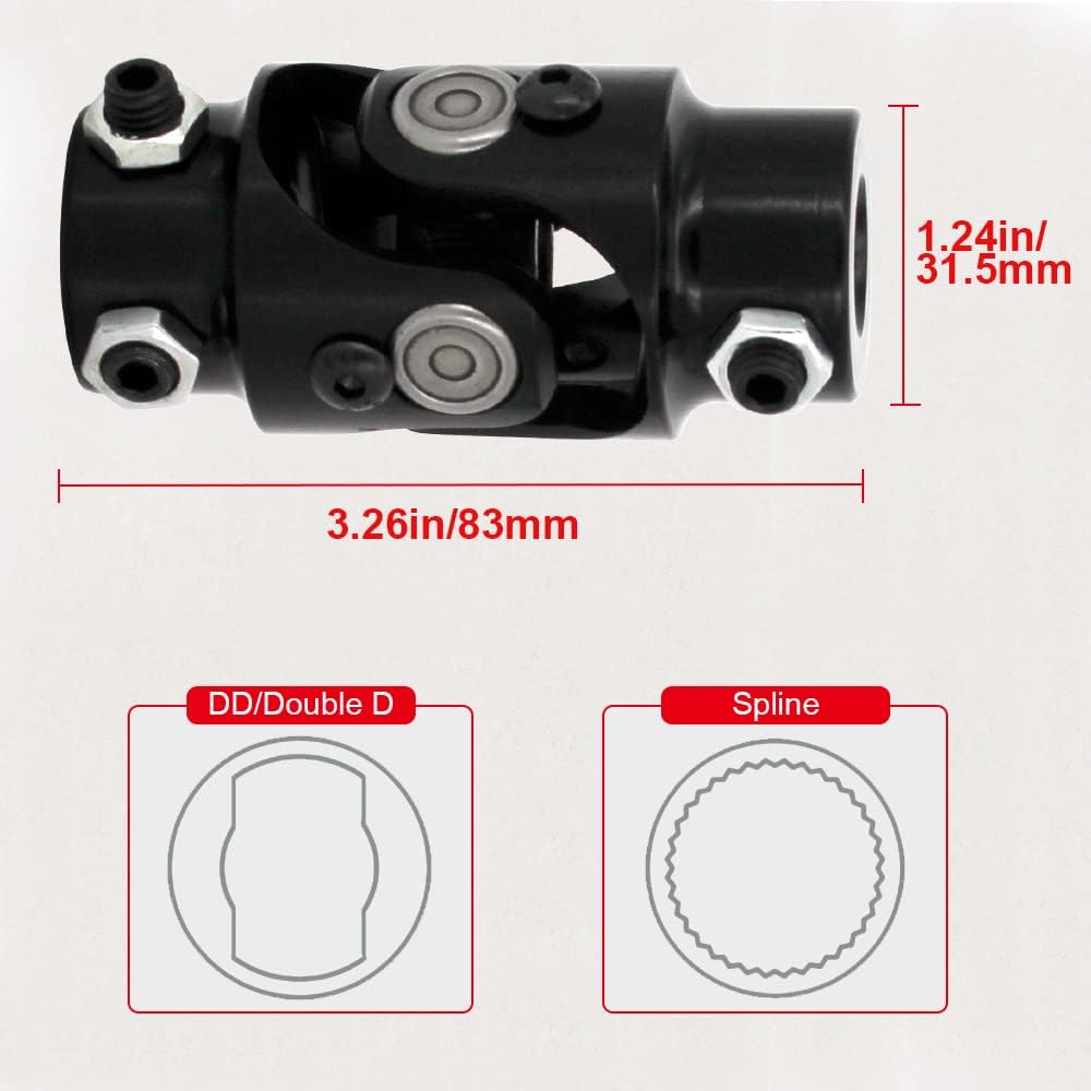 Junta dirección en U eje único 5/8" x 3/4" DD negra
