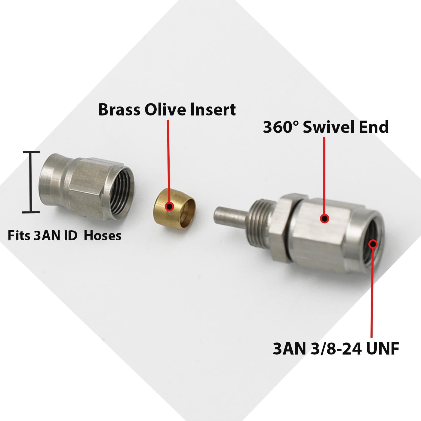 Accesorio freno embrague acero inox 3/8x24 rosca hembra PTFE