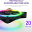 Ventilador RGB doble cara 4.724" set 3 negro con controlador