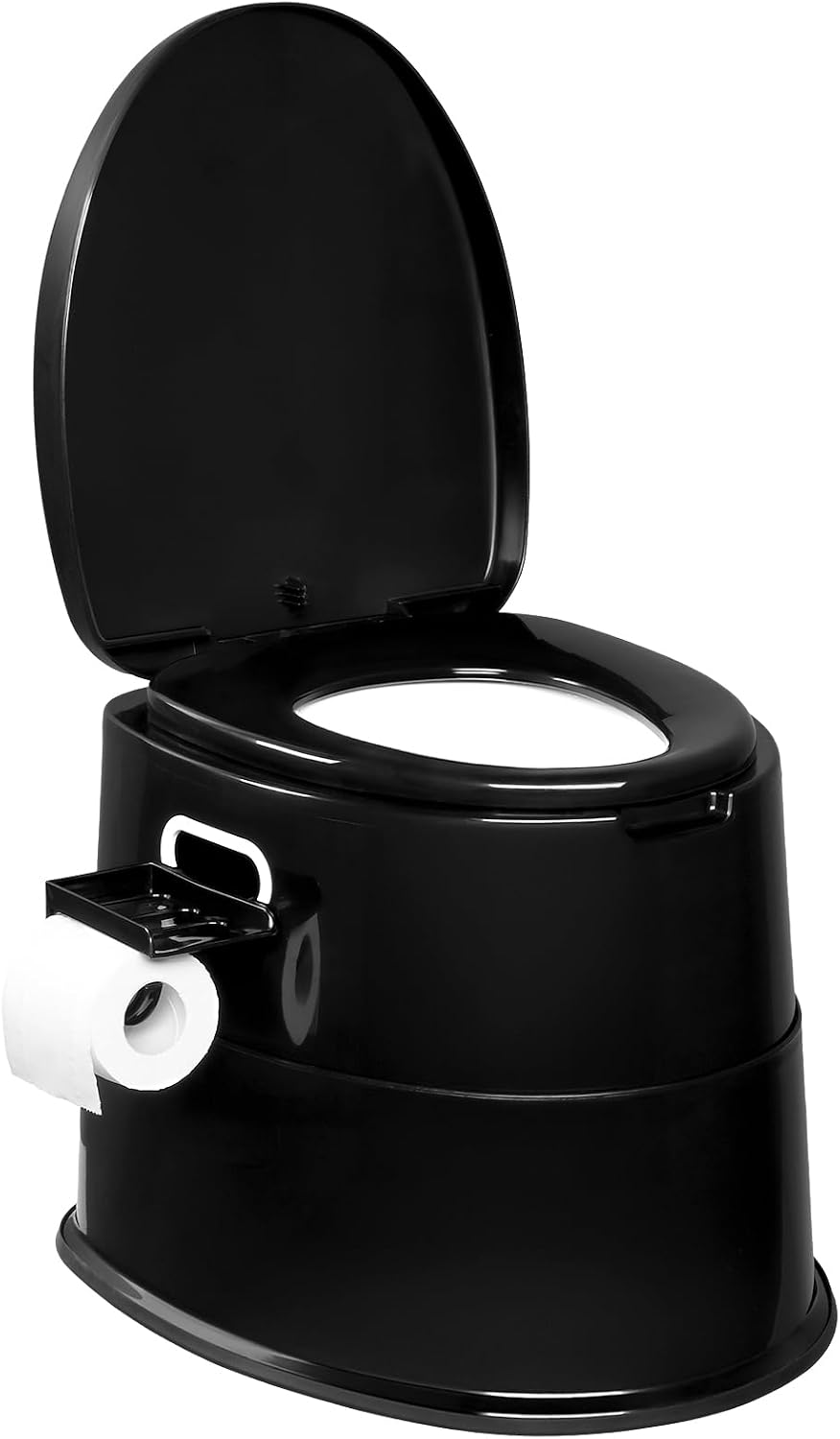 Inodoro portátil negro desmontable para campamento