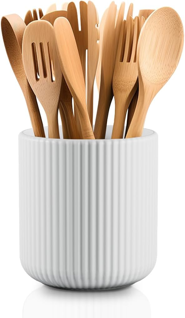 Soporte utensilios cerámica blanco mate cocina moderno