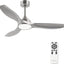 Ventilador techo 52pulg motor CC silencioso 6 vel plateado