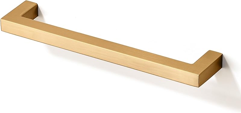 10 Tiradores Cuadrados Sólidos 6.3" Oro Champán
