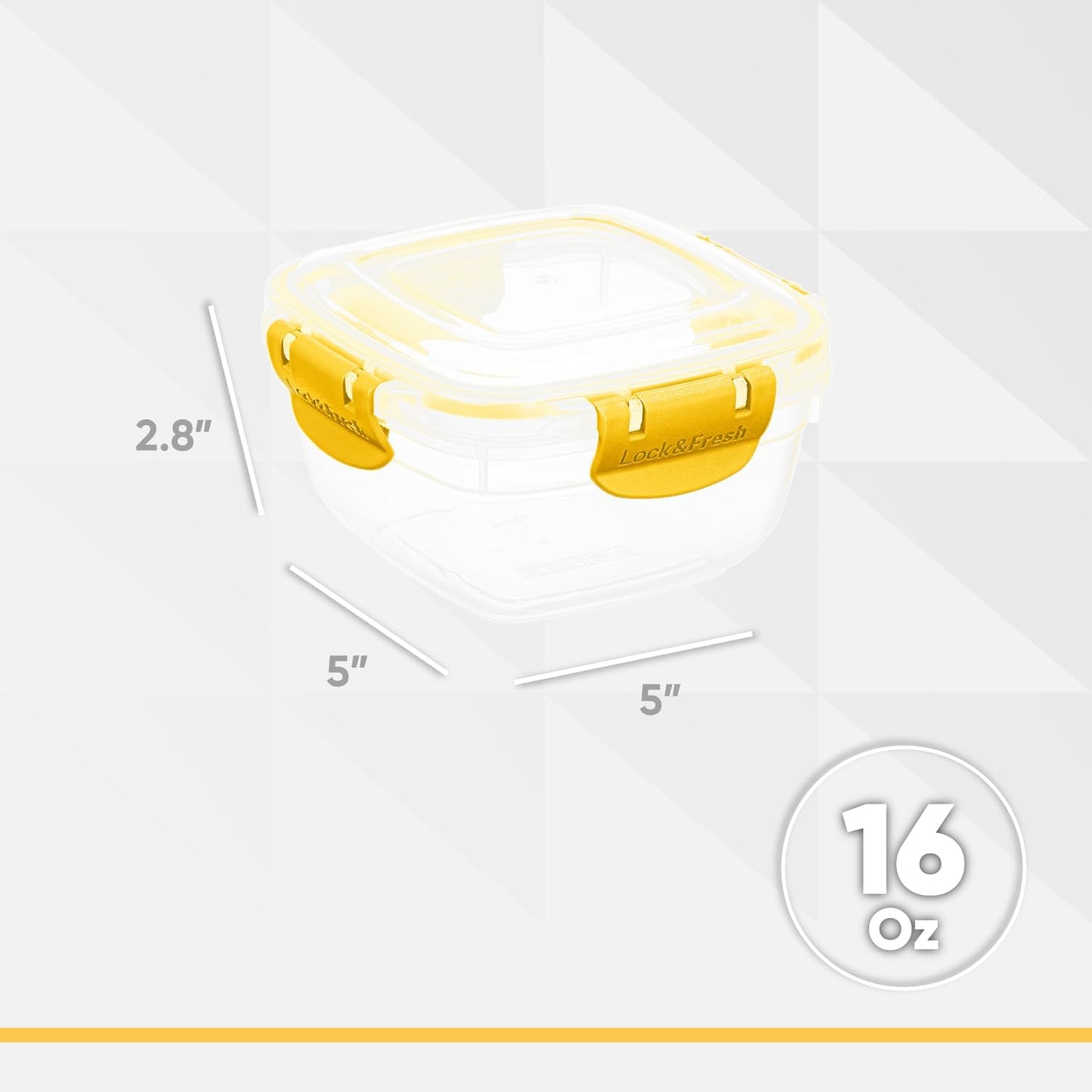 Recipiente plástico sin BPA con tapa hermética 16oz amarillo