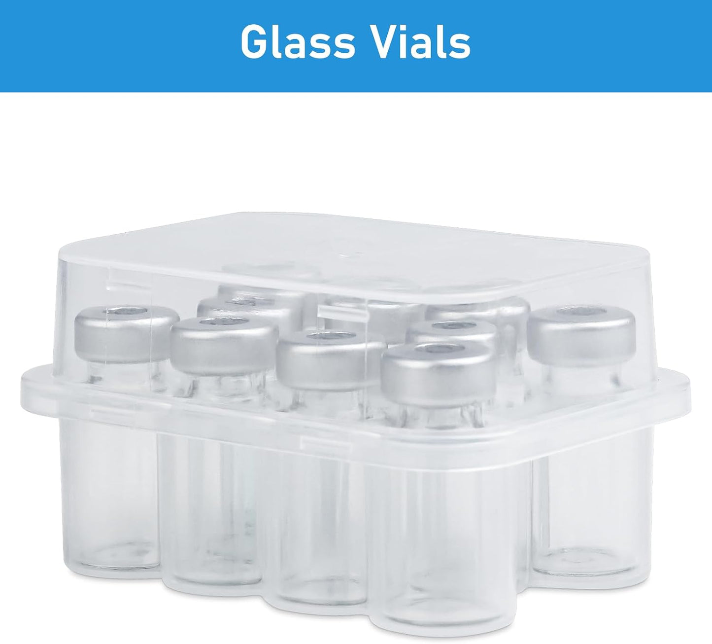 Viales vidrio inyección 3ml sellados transparentes 50 uds