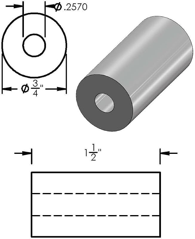 Espaciador aluminio 3/4x1/4 pulg redondo liso sin roscar