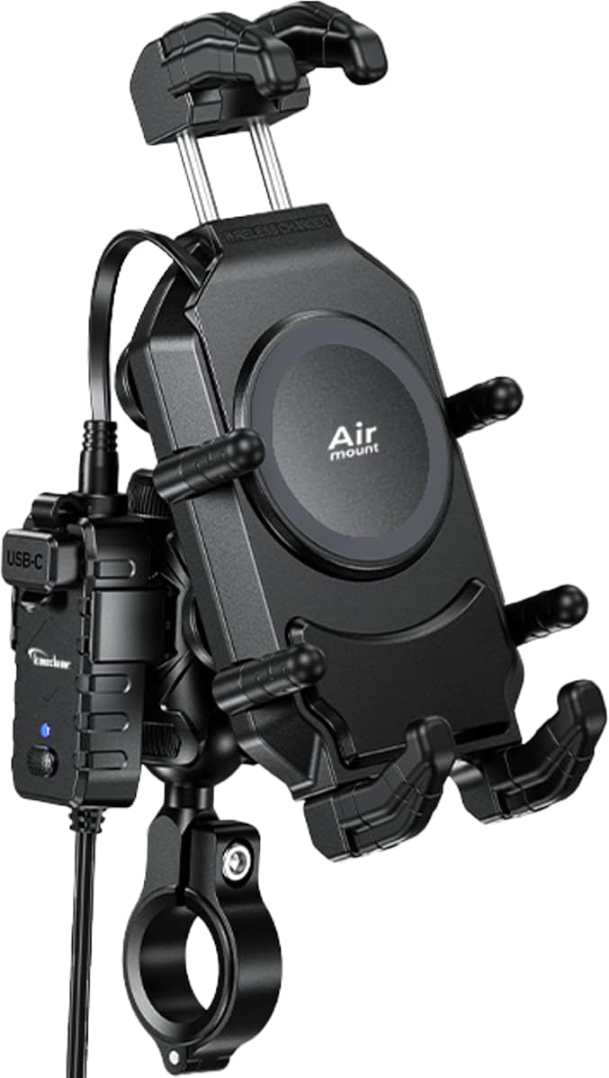 Soporte smartphone motocicleta carga inalámbrica Qi USB