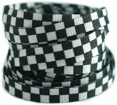 Cordones planos 0.394pulg 2 pares cuadros negros y blancos zapatos