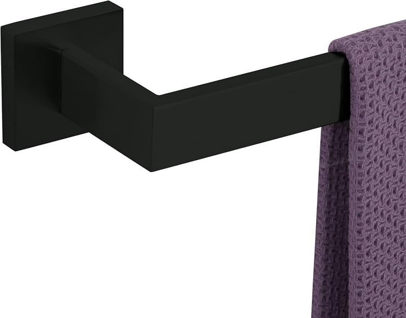 Toallero pared níquel cepillado 32" cuadrado negro mate