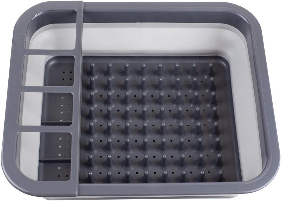 Escurridor platos silicona plástico soporte cubiertos gris