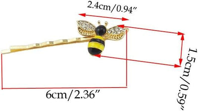 4 Horquillas Metal para Mujer Abeja Cristal Clip Lateral