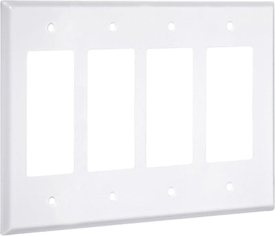 Placa pared metálica 4 gang con interruptores decorador