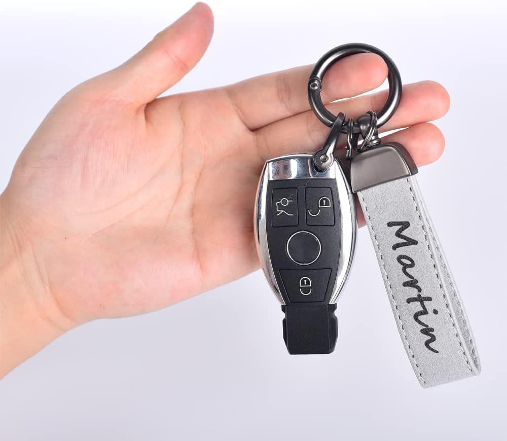 Llavero cuero automóvil con anillo D antipérdida