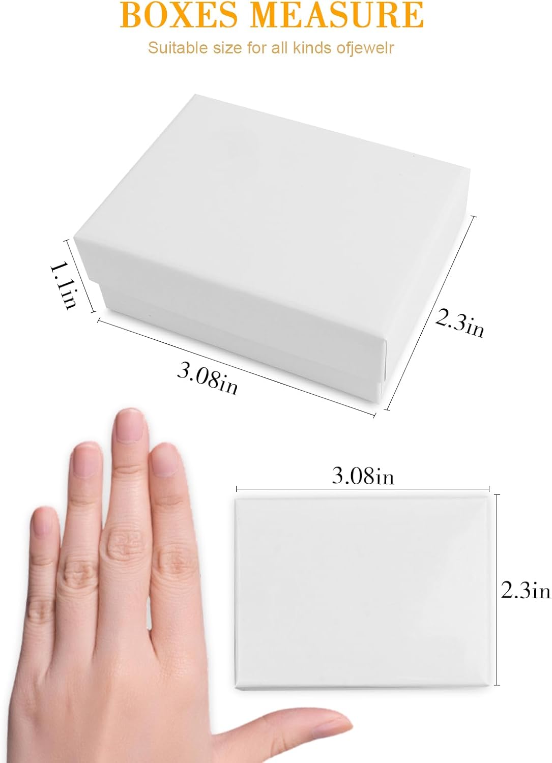 Cajas regalo cartón blanco para joyas 10uds 3.08x2.3x1.1"