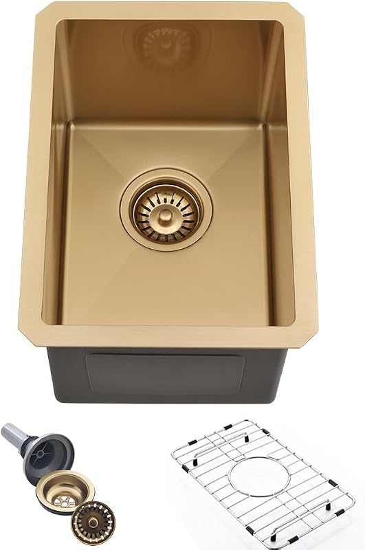 Fregadero cocina 12x16" dorado acero inox 16ga fondo