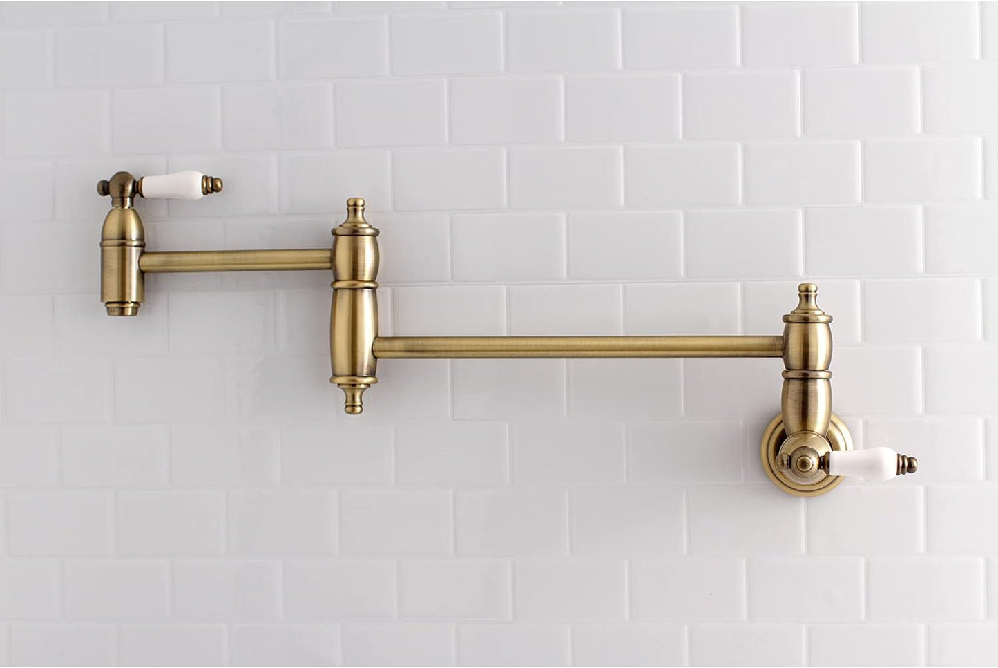Grifo cocina montaje pared latón antiguo 13pulg