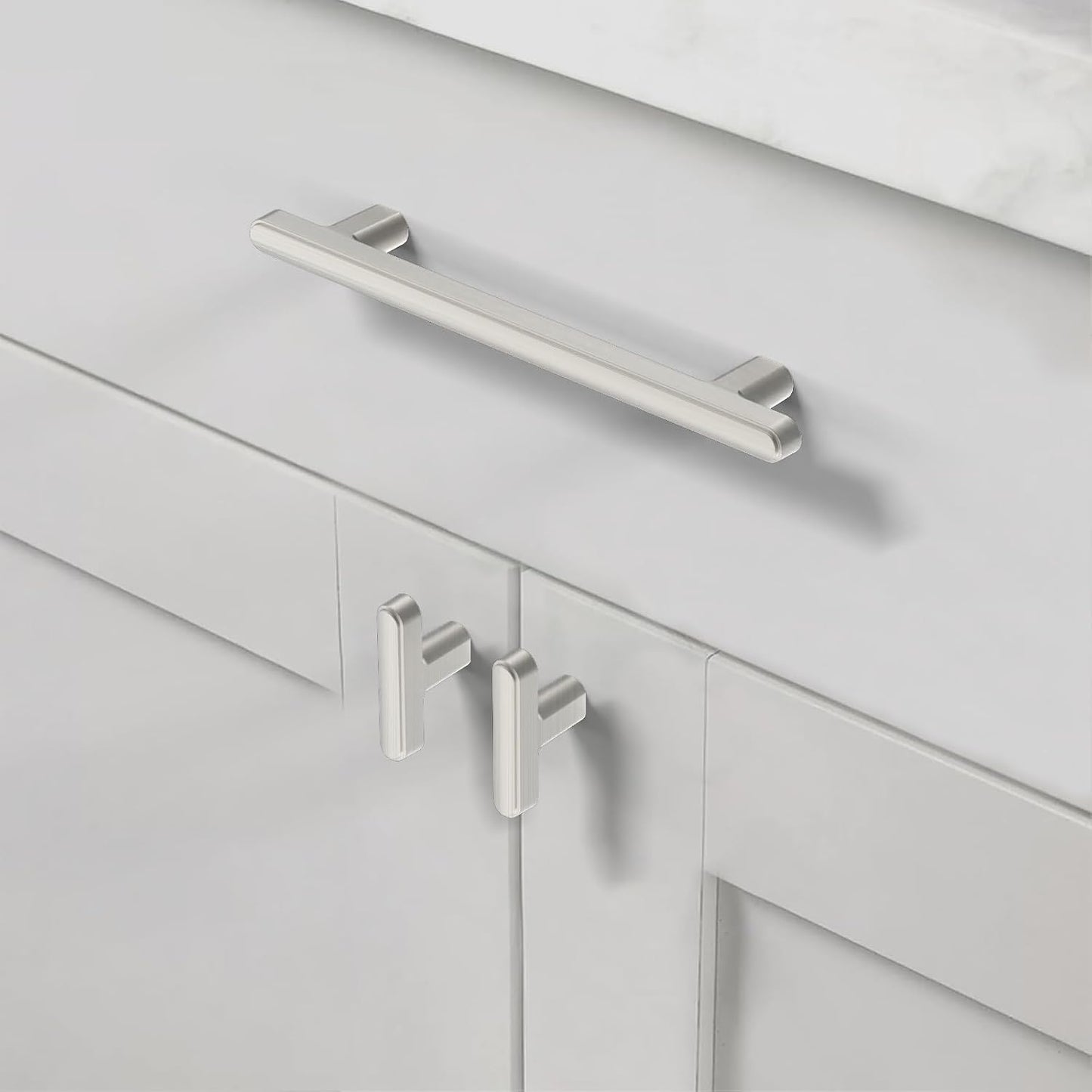 10 Tiradores Gabinete Níquel Satinado 5pulg para Cocina y Baño