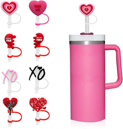 8 Tapas Paja San Valentín 0.4pulg para Taza 30-40oz con Asa