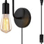 Aplique pared interruptor lámpara E26 metal negro