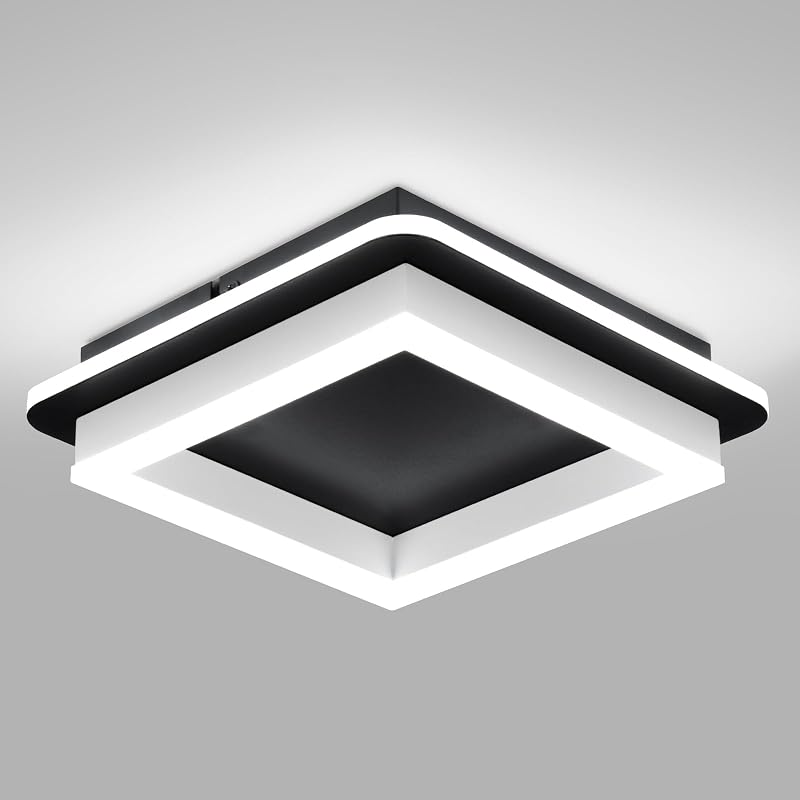 Lámpara techo LED negra cuadrada acrílica pasillo cocina