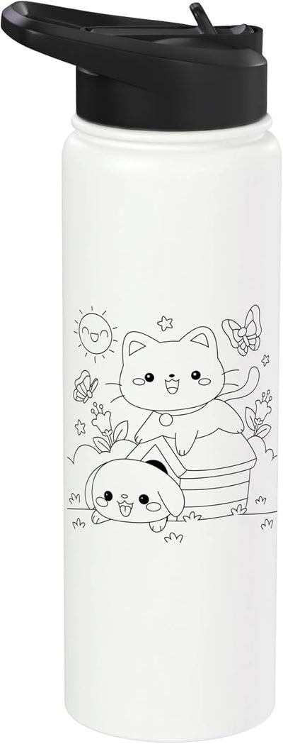 Bote de agua acero inoxidable para pintar y colorear con perro