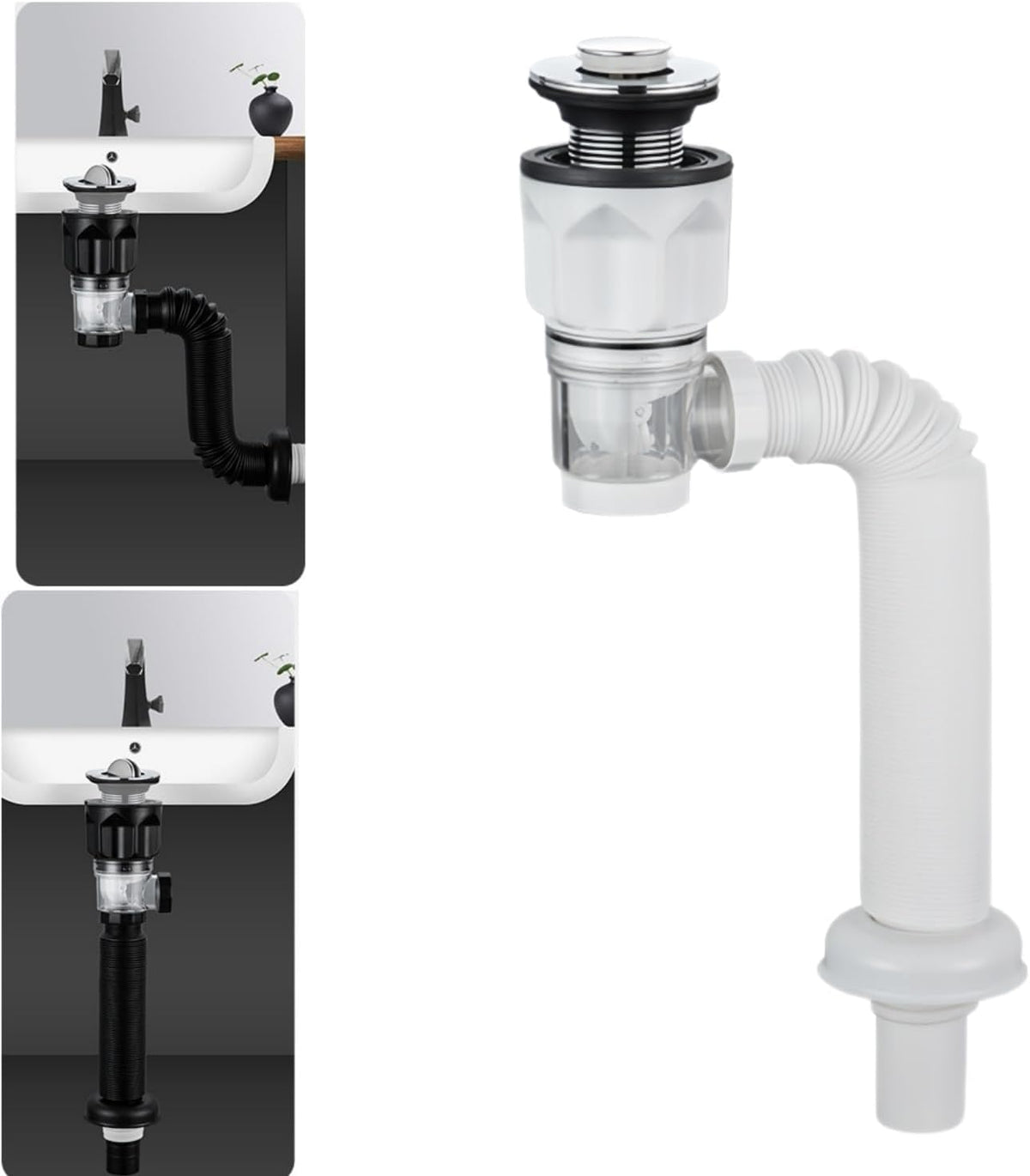 Kit drenaje baño tubo flexible antiolor orificio 1-1/4 a 2 pulg