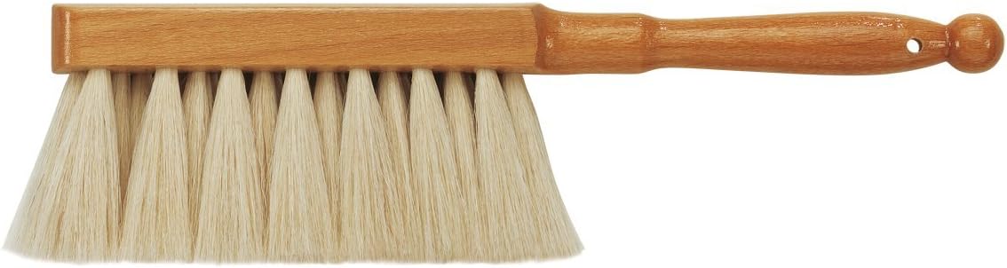 Cepillo quitar polvo pelo cabra blanco mango madera