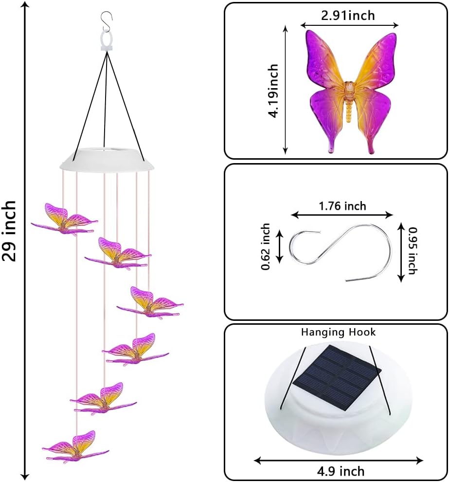 Campanillas viento solares con luces LED impermeables