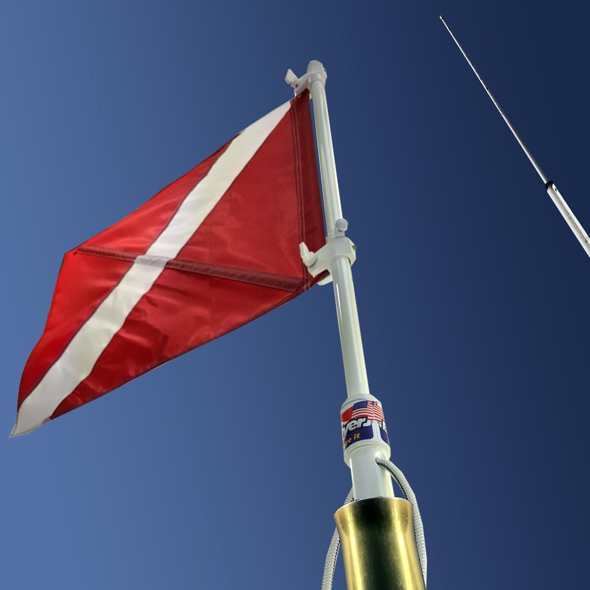 Bandera buceo con poste y soporte caña seguridad