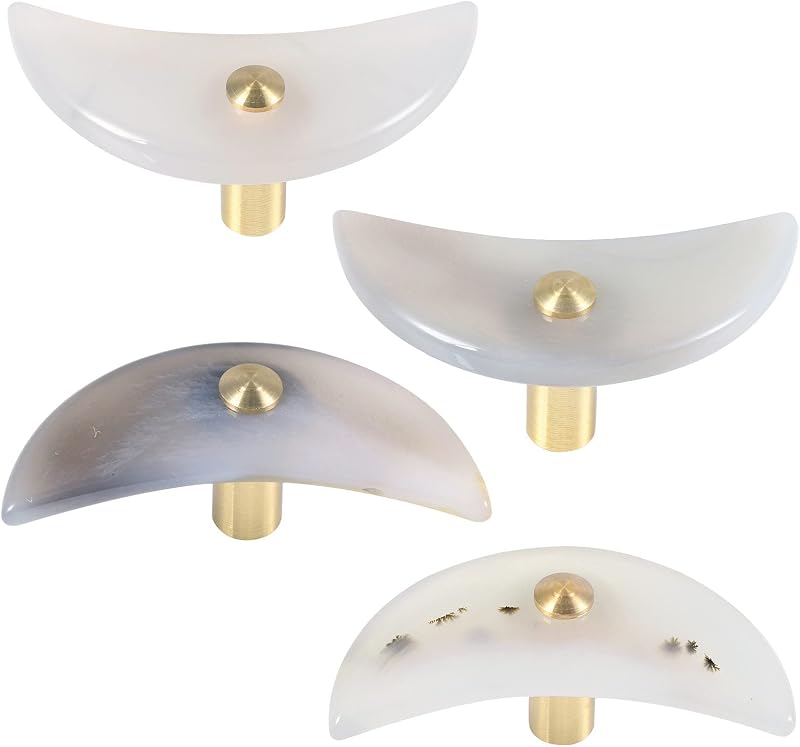 4 Tiradores Ágata Luna para Armario con Tornillos Acero Inox