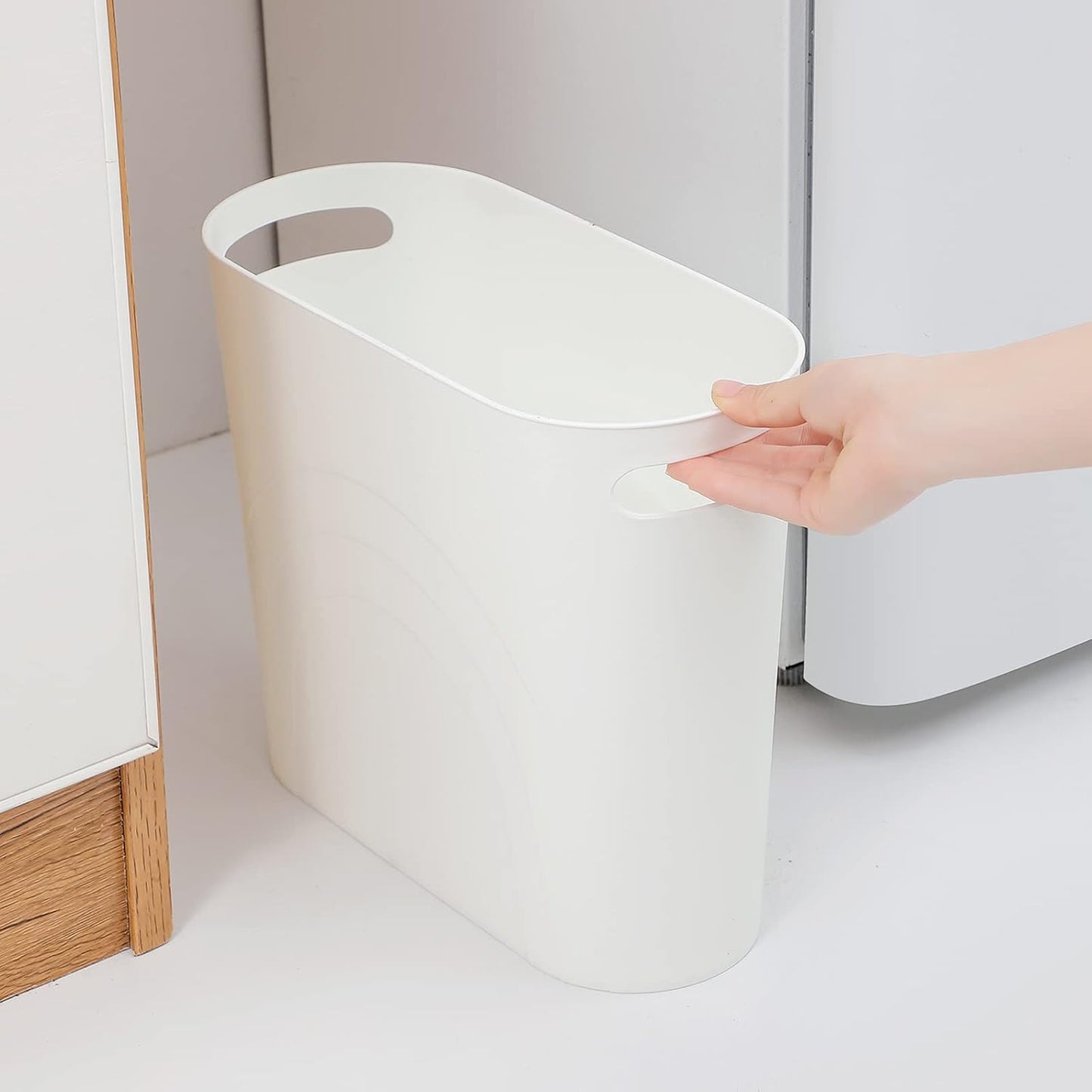 Cubo basura 3.5gal plástico delgado asas pack 2
