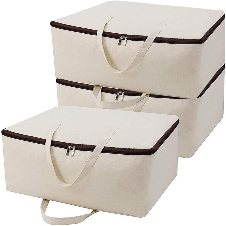 3 Pzas Bolsas Almacenamiento Algodón Transpirable Beige