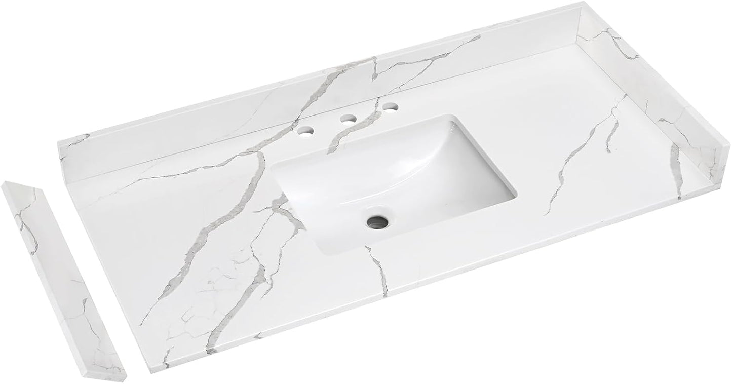 Encimera tocador Calacatta River 48x22pulg con lavabo