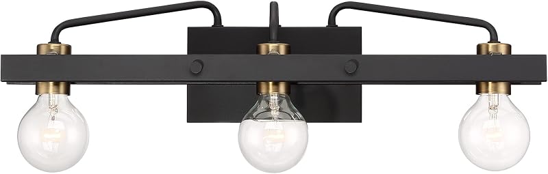 Lámpara tocador baño 3 luces color negro