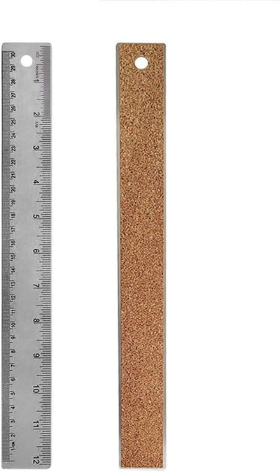 Regla acero inox 12" con respaldo corcho antiderrap