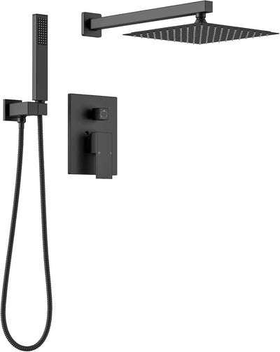 Sistema ducha cuadrado 2 ajustes lluvia rociador negro cromo