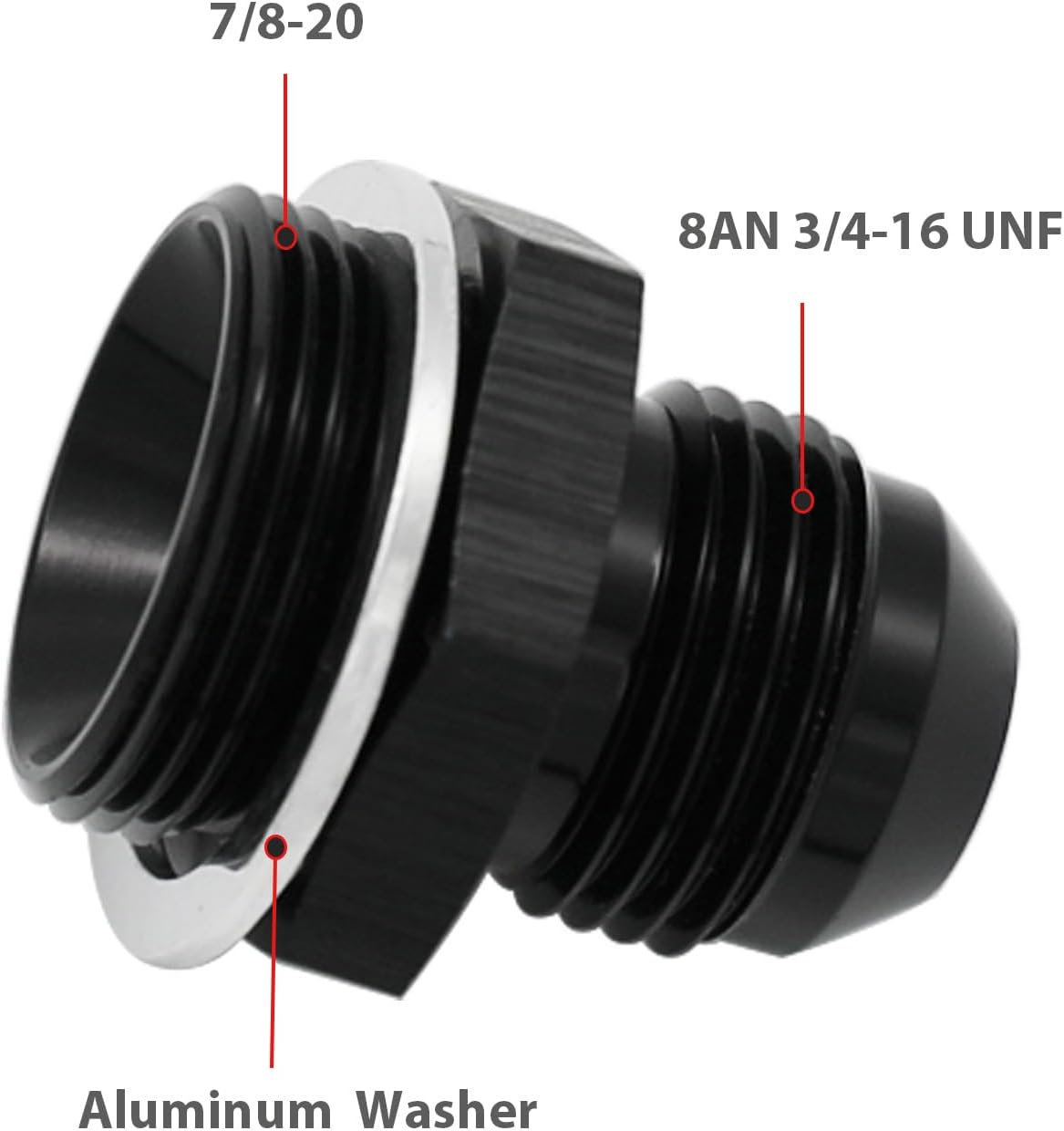 Adaptador 8AN a 7/8-20 Macho Negro